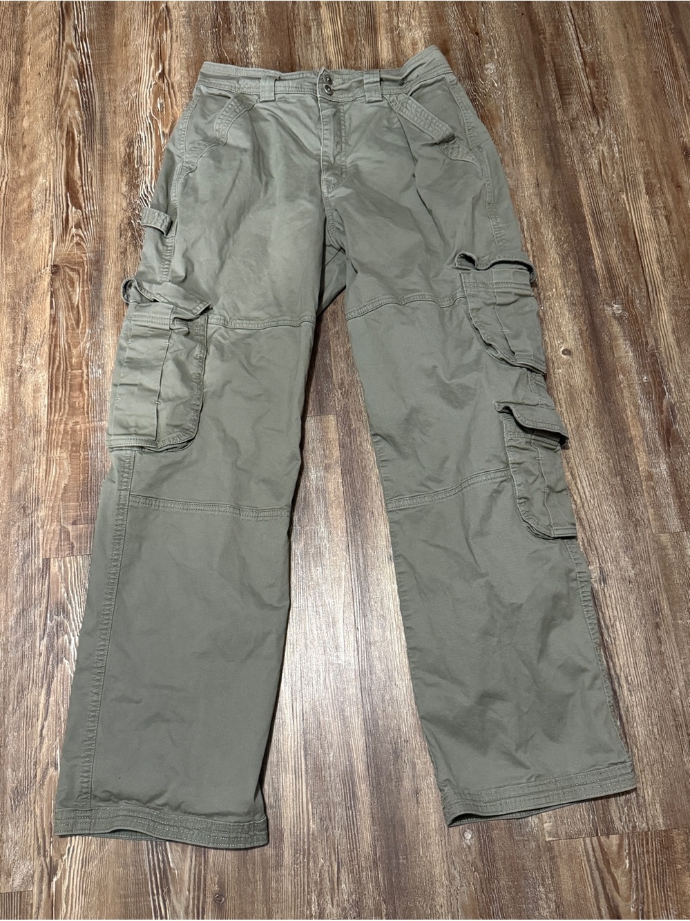 Abercrombie & Fitch Curve Love Cargo Pants Women's 4/27 High Rise Fall in Sage